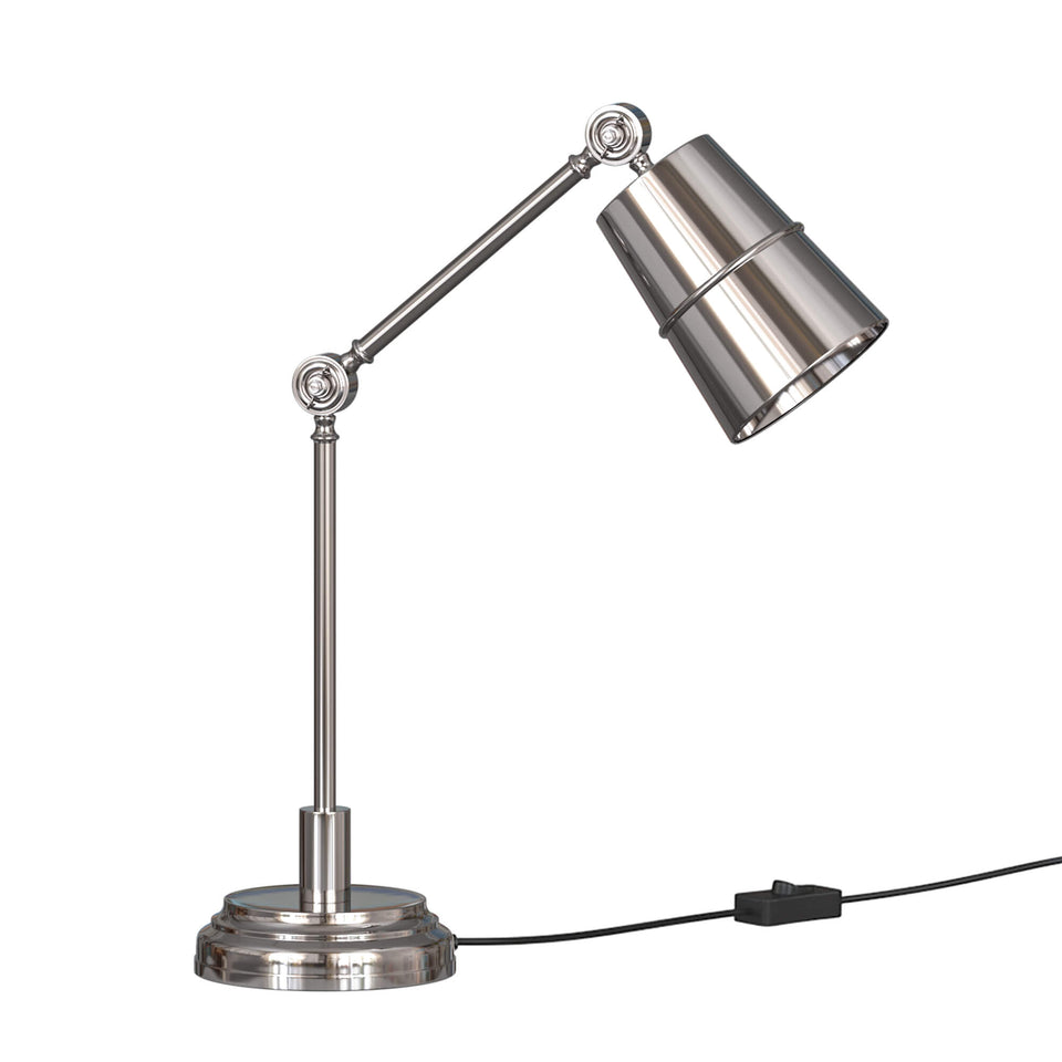 Study Reading Table Lamp Silver Nickel for Office, Bedroom, Work Purpose - Adjustable and Moveable